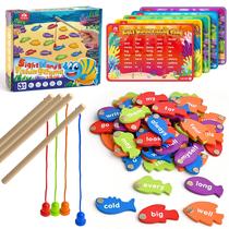 Brinquedo educacional Coogam Wooden Magnetic Fishing Sight Words