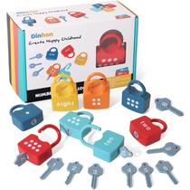 Brinquedo Educacional Dinhon Kids Learning Locks - Trava com Chaves para Crianças Acima de 3 Anos