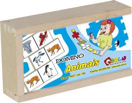 Brinquedo educacional - domino animais - mdf - 28 pcs