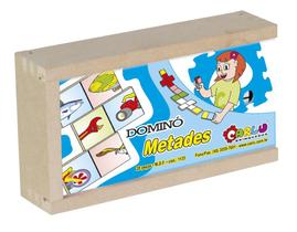 Brinquedo educacional - domino metades - mdf - 28 pcs