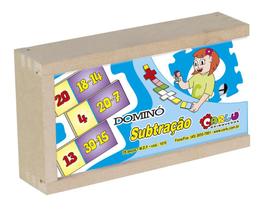 Brinquedo educacional - domino subtracao - mdf - 28 pcs - Carlu