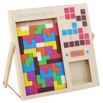 Brinquedo educativo 3D Tetris Puzzle Blocks para crianças em madeira