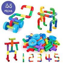 Brinquedo Educativo 44 Pçs Coloridas Resistentes Pecinhas Montar Encaixar Construir Criar Presente