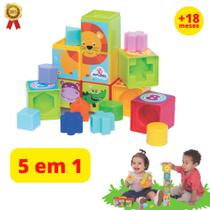 Brinquedo educativo 5 em 1 cubo cubinho didático empilhar encaixar para bebês e crianças