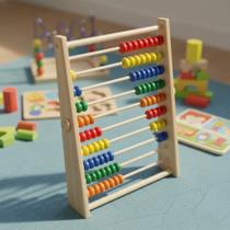 Brinquedo Educativo Ábaco Horizontal Montessori Desenvolvimento Criança Ábaco Madeira 10 Colunas Infantil