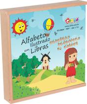 Brinquedo Educativo Alfabeto Ilustrado Em Libras MDF 80 Peças - Carlu