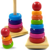 Brinquedo Educativo Argola De Empilhar Pirâmide Grande
