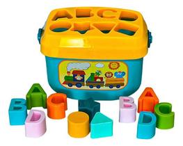 Brinquedo Educativo Balde Encaixa Blocos Formas Didático