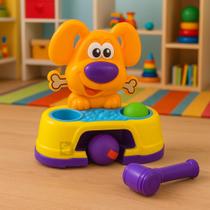 Brinquedo Educativo Bate Dog Martelo 2 Bolinhas Sonoras Desenvolvimento Infantil Coordenação Motora