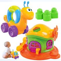 Brinquedo Educativo Bebê 1ano Peças Encaixar Casinha Caracol
