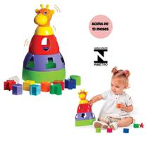 Brinquedo educativo bebê didático infantil girafa encaixe 10 peças