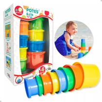Brinquedo Educativo Bebê Pedagógico Empilhar Potes - Pais e Filhos