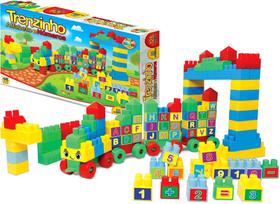 Brinquedo Educativo Blocos de Montar 128 Peças e 80 Adesivos