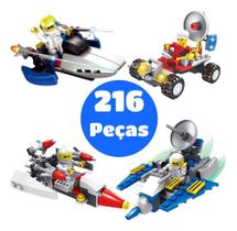 Brinquedo Educativo Blocos De Montar Nave 216 Pcs Espacial