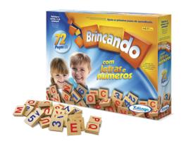 Brinquedo Educativo Brincando com Letras e Números 72 pçs em Madeira Xalingo