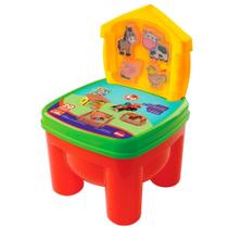 Brinquedo educativo cadeira e blocos brinkadeira fazendinha mk312 20pçs 18m+