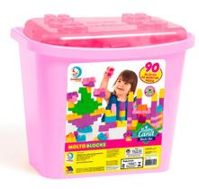 Brinquedo Educativo Caixa Blocks Box Menina com 90 Blocos de Montar