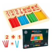 Brinquedo Educativo Caixa Matemática De Contas Em Madeira Infantil Polibrinq