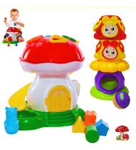 Brinquedo Educativo Cogumelo Casinha Peças Encaixe Torre Joaninha