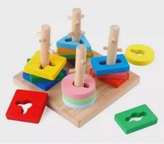 Brinquedo Educativo Com Peças De Encaixar Madeira Aprendizado