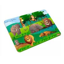 Brinquedo Educativo Crianças Madeira Pedagógico Encaixe Safari Animais +3 Anos 4335 Carimbras
