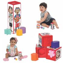 Brinquedo educativo cubinhos 4 em 1 expressoes 6 pecas na caixa - MERCO TOYS