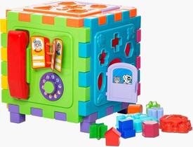Brinquedo Educativo Cubo Didático Grande Mercotoys Brinquedos Brinquedo Educativo Cubo Didático Grande Mercotoys Brinquedos