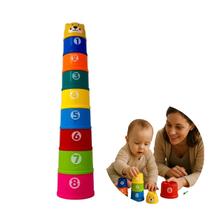 Brinquedo Educativo de Bebê Empilhar Torre Divertida 9 Peças Brinquedo Educativo de Bebê Empilhar Torre Divertida 9 Peças