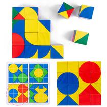 Brinquedo educativo de blocos de quebra-cabeça de cubos de madeira para crianças Brinquedo educativo de blocos de quebra-cabeça de cubos de madeira para crianças