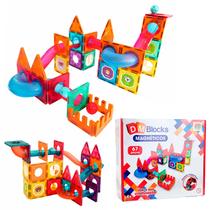 Brinquedo Educativo De Construção Infantil Blocos Magnéticos De Encaixe 67 Peças Brinquedo Educativo De Construção Infantil Blocos Magnéticos De Encaixe 67 Peças