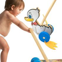 Brinquedo Educativo de Empurrar Pato Rola em MDF