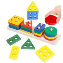 Brinquedo Educativo de Encaixe Madeira Brinquedo de Bebê Brinquedo Pedagógico de Formas Geométricas cor:aleatório Brinquedo Educativo de Encaixe Madeira Brinquedo de Bebê Brinquedo Pedagógico de Formas Geométricas cor:aleatório