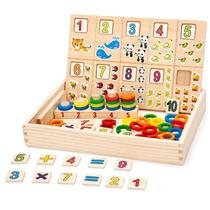 Brinquedo Educativo De Madeira Caixa Multifuncional 2 Em 1 Números Argolas
