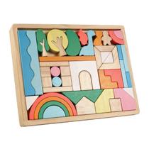 Brinquedo educativo de madeira Creative Rainbow Building Blocks