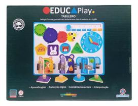 Brinquedo Educativo de Madeira Tabuleiro Relógio, Formas e Inglês EducaPlay - Polibrinq Brinquedo Educativo de Madeira Tabuleiro Relógio, Formas e Inglês EducaPlay - Polibrinq