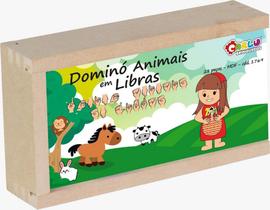 Brinquedo Educativo Domino Animais Em Libras Mdf 28 Peças