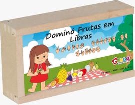 Brinquedo Educativo Domino Frutas Em Libras Em Mdf 28 Peças