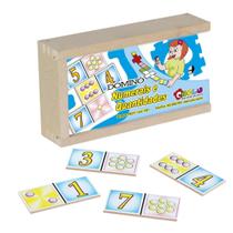 Brinquedo Educativo Dominó Numerais E Quantidades Mdf 28 Peças