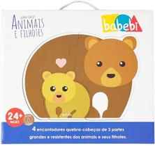 Brinquedo educativo em madeira animais e filhotes 6021 - babebi