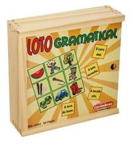 Brinquedo educativo em madeira loto gramatical - CARIMBRAS
