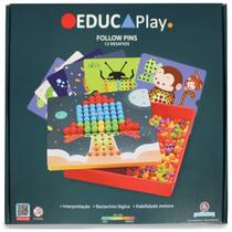 Brinquedo Educativo Follow Pins 12 Desenhos + 180 Pinos EducaPlay - Polibrinq Brinquedo Educativo Follow Pins 12 Desenhos + 180 Pinos EducaPlay - Polibrinq