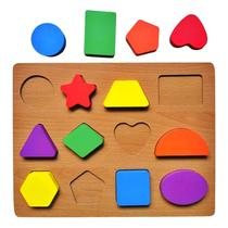 Brinquedo Educativo Formas Peças Em Madeira Colorido - Dm Toys