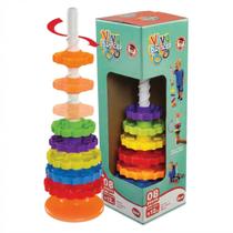 Brinquedo Educativo Giro Mágico Dismat Torre de Encaixar e Girar Sensorial 12 Meses