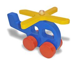 Brinquedo Educativo Helicóptero Colorido Em Madeira AM126 Wood Toys