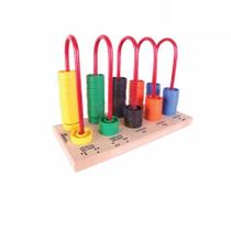 Brinquedo Educativo Inclusão Ábaco Fechado 5 Colunas Braille