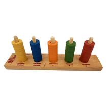 Brinquedo educativo infantil Ábaco aberto madeira 5 cores - Shoppingnet