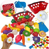 Brinquedo Educativo Infantil Cesta de Compras Frutas Legumes Utensílios Alimentos Cozinha Brinquedo Educativo Infantil Cesta de Compras Frutas Legumes Utensílios Alimentos Cozinha