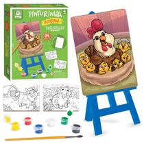 Brinquedo Educativo Infantil Kit Pinturinha Fazendinha Com Tintas E Cavalete