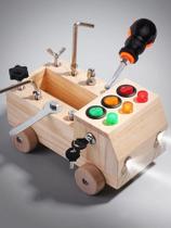 Brinquedo Educativo Infantil Montessori Com Painel De Atividades LED E Ferramentas De Madeira