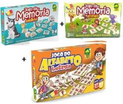 Brinquedo Educativo Jogo da Memoria Coletivos + Animais + Letras